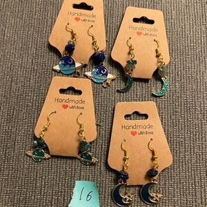 4 pairs of handmade earrings hypoallergenic metals small business made nwt